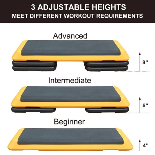 43'' Aerobic Stepper, 4-6-8in Height-Adjustable Exercise Workout Step Platform with 4 Detachable Risers for Home Gym Workout & Training