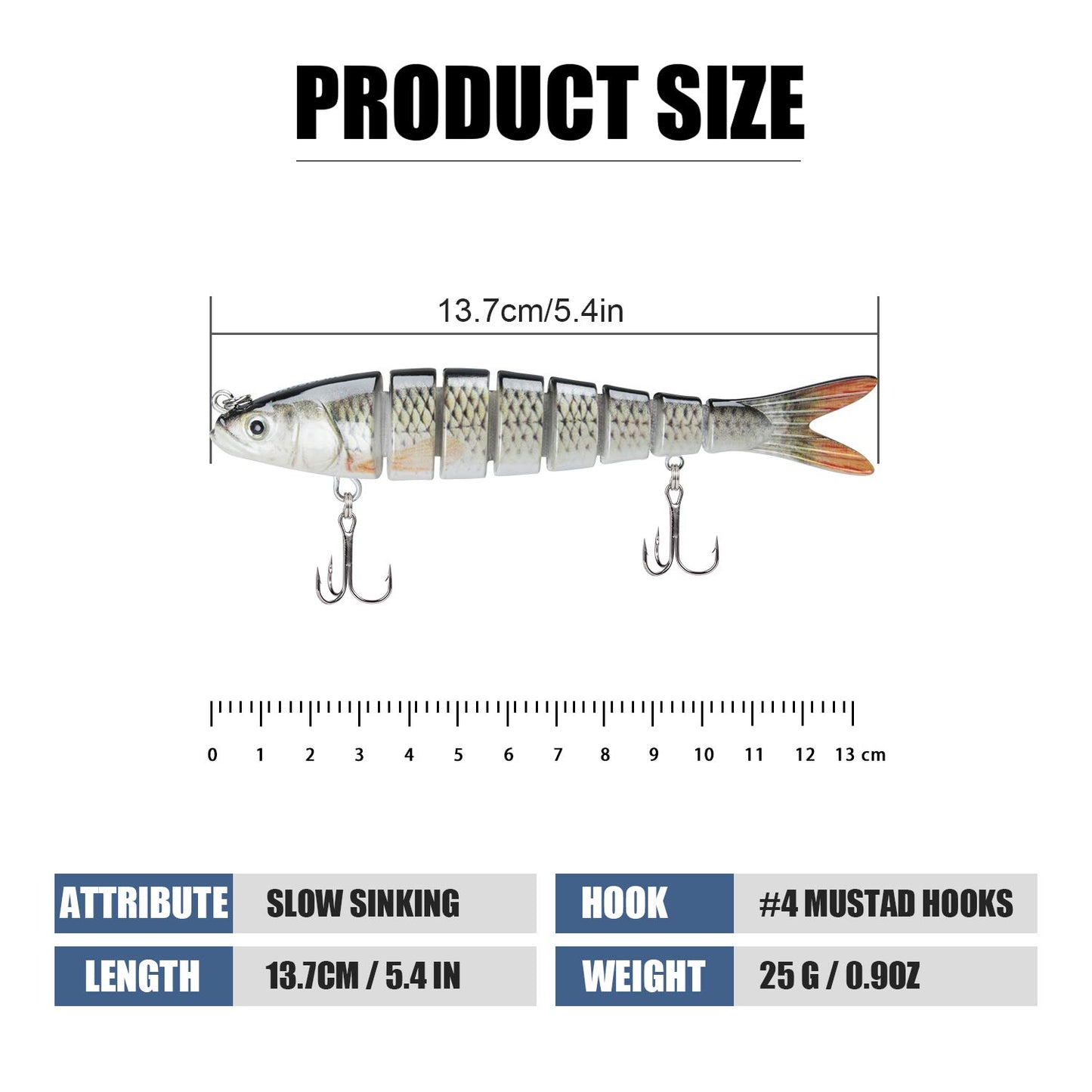 TRUSCEND Easy Catch Swimmax, Magic Noisy Turbulent Wiggling and Vibrating Actions for More Bites, Segmented Swimbait Jointed by Dyneema Strongest Fiber, Lifelike Fishing Lures for Relax Family Fishing
