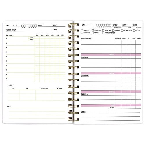 ceiba tree Food and Fitness Meal Workout Journal Diary Wellness Log Notebook Planner Weight Loss Diet Exercise Training Health Tracker 6.1" x 8.5" Hard Cover