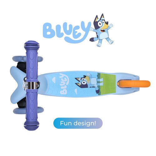 Bluey Self Balancing Kick Scooter with Light Up Wheels, Extra Wide Deck, 3 Wheel Platform, Foot Activated Brake, 75 lbs Limit, Kids & Toddlers Girls or Boys, for Ages 3 and Up