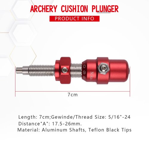 ELONG OUTDOOR Aluminium Archery Cushion Plunger Recurve Bows Screw-in Pressure Button for Right or Left Hand with Installation Tool