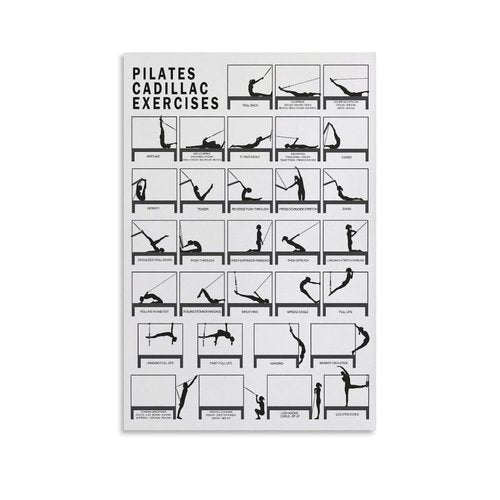 FOLIUMK PILATES CADILLAC Exercises Chart Poster Pilates Workout Poster Pilates Studio Decorstyle12x18inch(30x45cm)