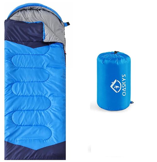 oaskys Camping Sleeping Bag - 3 Season Warm & Cool Weather - Summer Spring Fall Lightweight Waterproof for Adults Kids - Camping Gear Equipment, Traveling, and Outdoors