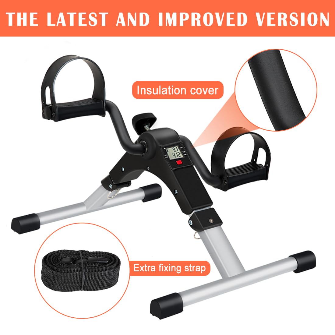 GOREDI Under Desk Bike Pedal Exerciser, Upper & Lower Peddler Exerciser for Seniors with LCD Display, Fitness Folding Exerciser Peddler for Arm & Leg Workout