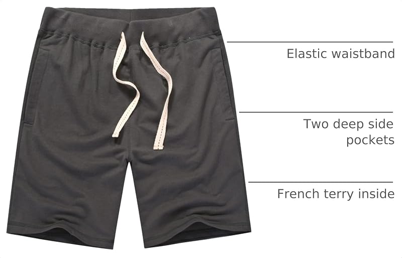 Mens Casual Cotton Sweat Shorts with Pockets - Anchor Gray, Large (AMY COULEE)