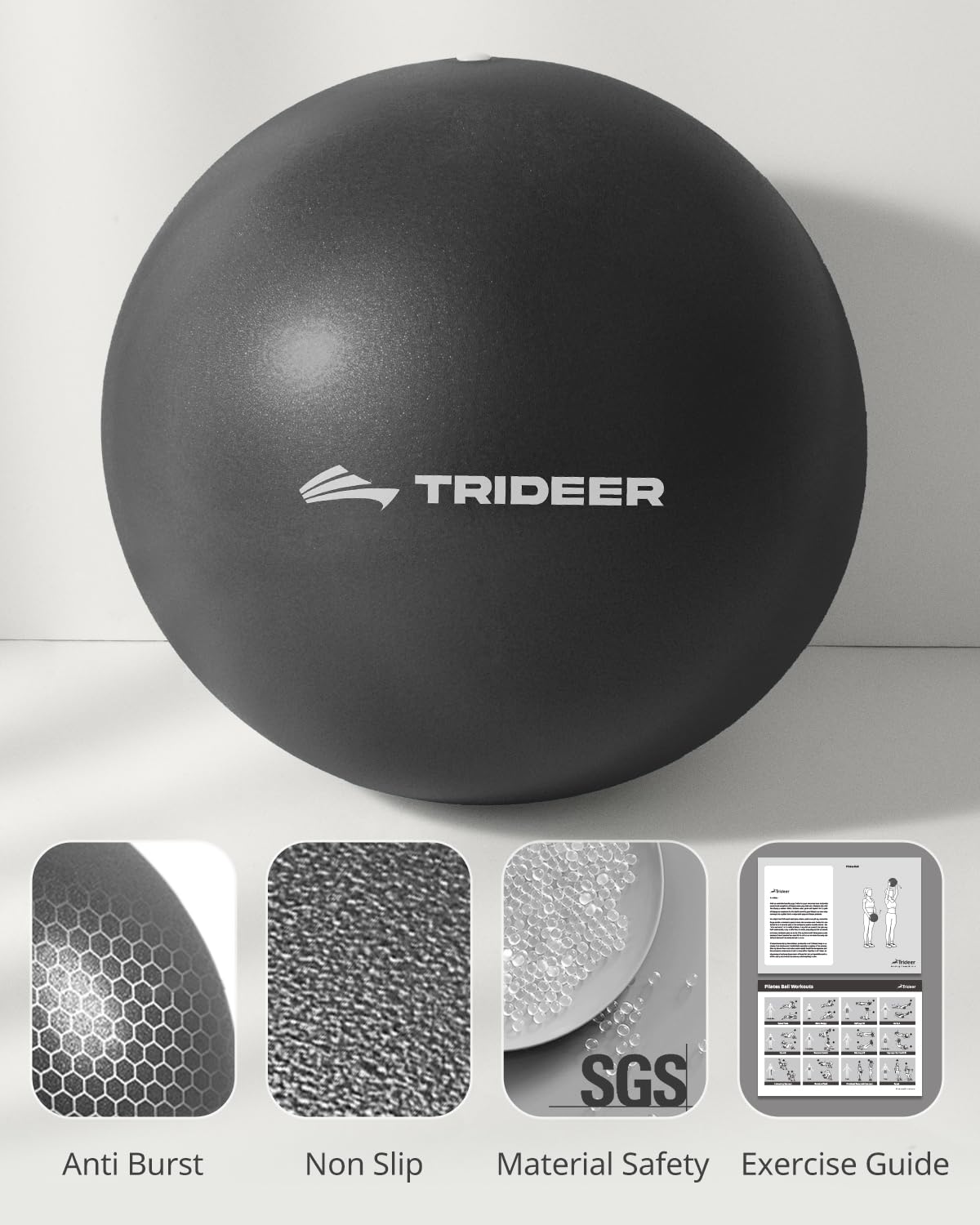 Trideer Pilates Ball 9 Inch with Pump, Exercise Balls Physical Therapy, Physical Therapy Equipment, Small Exercise Ball Between Knees, Small Pilates Ball for Yoga, Core, Office&Home Gym