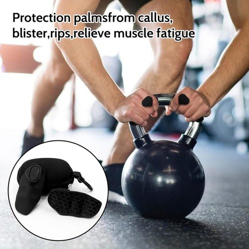 Weight Lifting Grips, Rubber Gym Grip Pads for Palm Protection, Fingerless Workout Gloves for Deadlifts, Rows, Exercise
