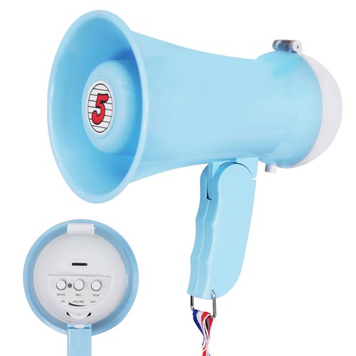 5Core Megaphone Bullhorn Speaker 15W Mini Battery Power Bull Horn w Loud Siren 400 Yard Range Noise Maker HW-1 Sky BLU
