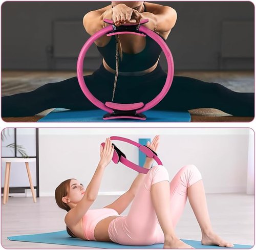 Pilates Ring and Ball Set, 13 Pcs Home Pilates Kit with 13” Circle Yoga Ring 6 Resistance Bands 9.8” Pilates Ball, Accessories, Pilates Essential Kit for Women Girl Home Workouts Beginners Toning
