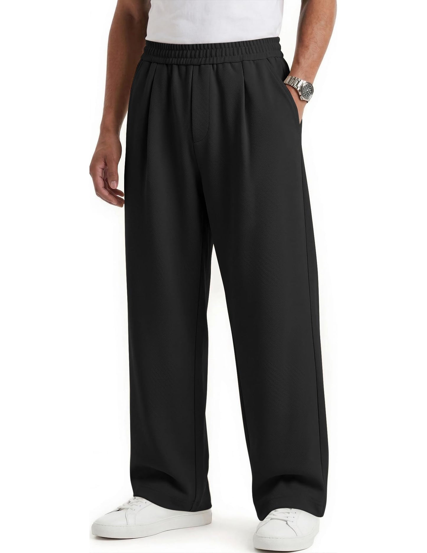 COOFANDY Mens Casual Sweatpants Open Bottom Lounge Pants Lightweight Baggy Workout Yoga Track Pants Black