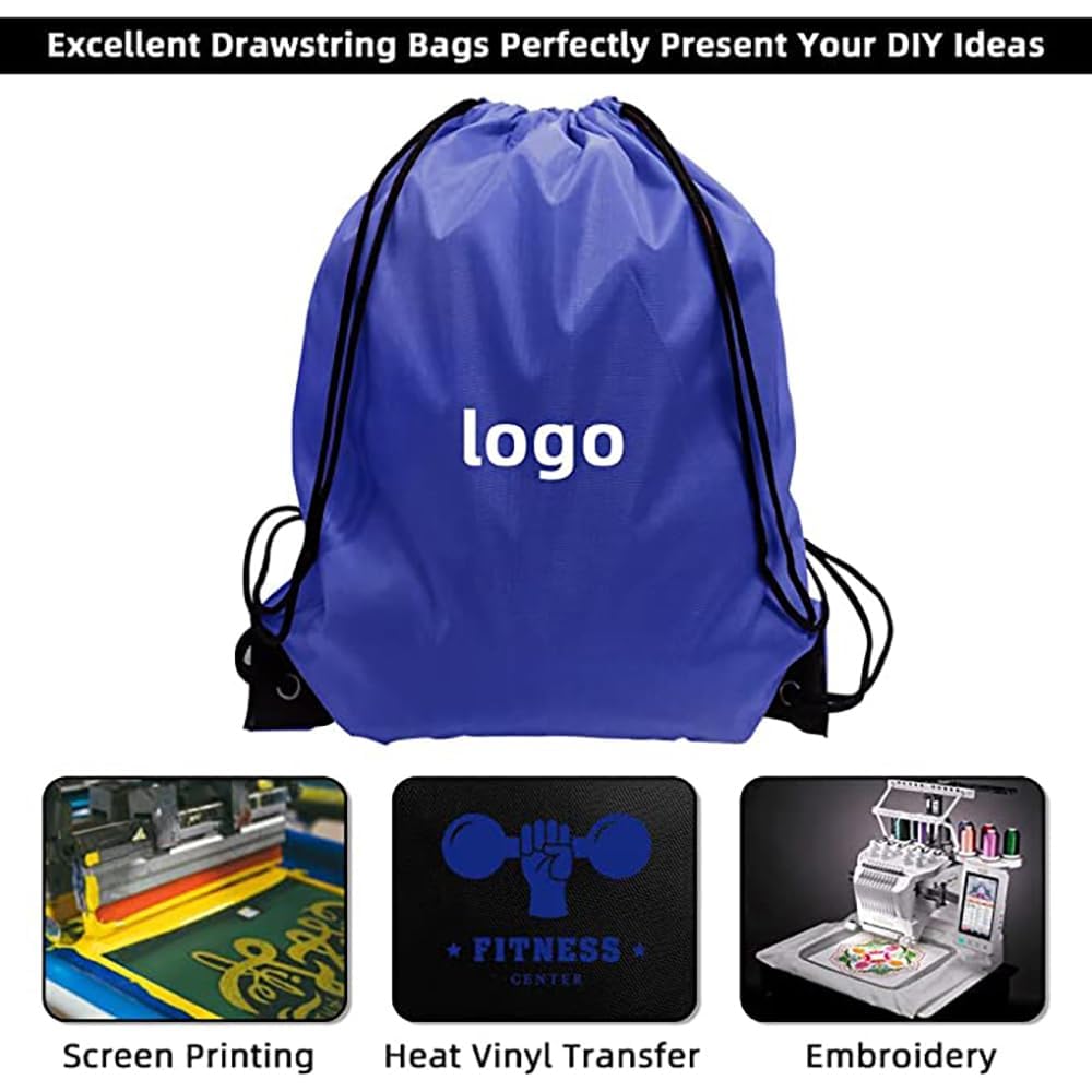 GoodtoU Drawstring Bags, Nylon Backpack Draw String Back Bag Cinch Sack Gym Bag for Sport, Traveling, Team (Blue, 80Pcs)