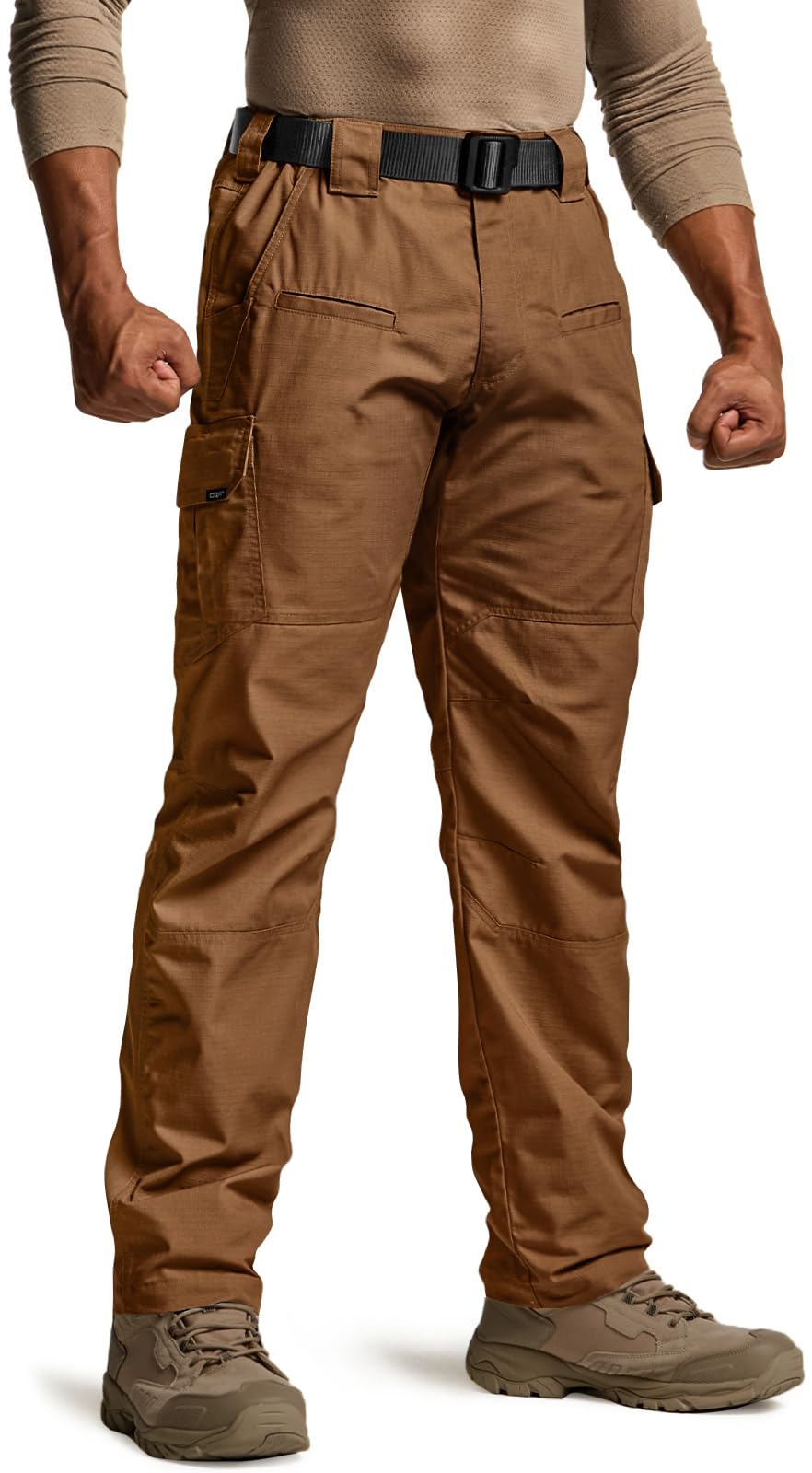 CQR Men's Tactical Pants, Water Resistant Ripstop Cargo Pants, Lightweight EDC Work Hiking Pants, Outdoor Apparel, Raider Copper Brown, 44W x 32L