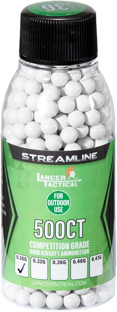 Lancer Tactical Mini Bottle 500 Round Airsoft Outdoor BBS 0.30g/0.32g/0.36g/ 0.40g/ 0.43g, Outdoor Field Compliant