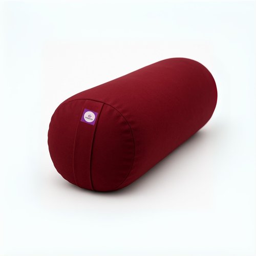 Round Yoga Bolster Maroon, Yogikuti bolster for restorative yoga, iyengar yoga bolster, supportive, handmade bolster