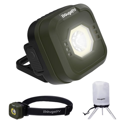 BougeRV Headlamp Flashlight, Lumen Ultra-Light Bright LED Rechargeable Headlight with White Red Light, Waterproof Head Lamp, 5 Modes for Outdoor Camping Running Hiking Fishing