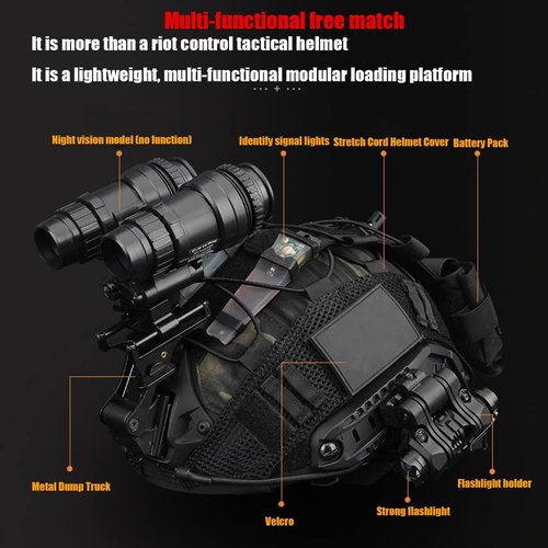 CS Outdoor Paintball Game Fast Camouflage Tactical Helmet Binocular Night Vision Device Model Torch Set Military Fan Equipment (Color : CB)