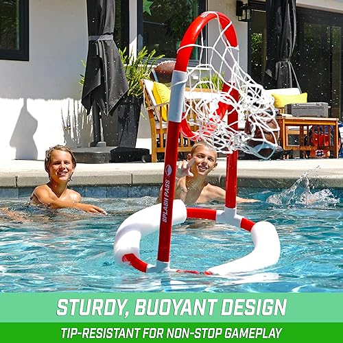 Floating Pool Football Game Set with Hoop, 4 Water Footballs & Pump