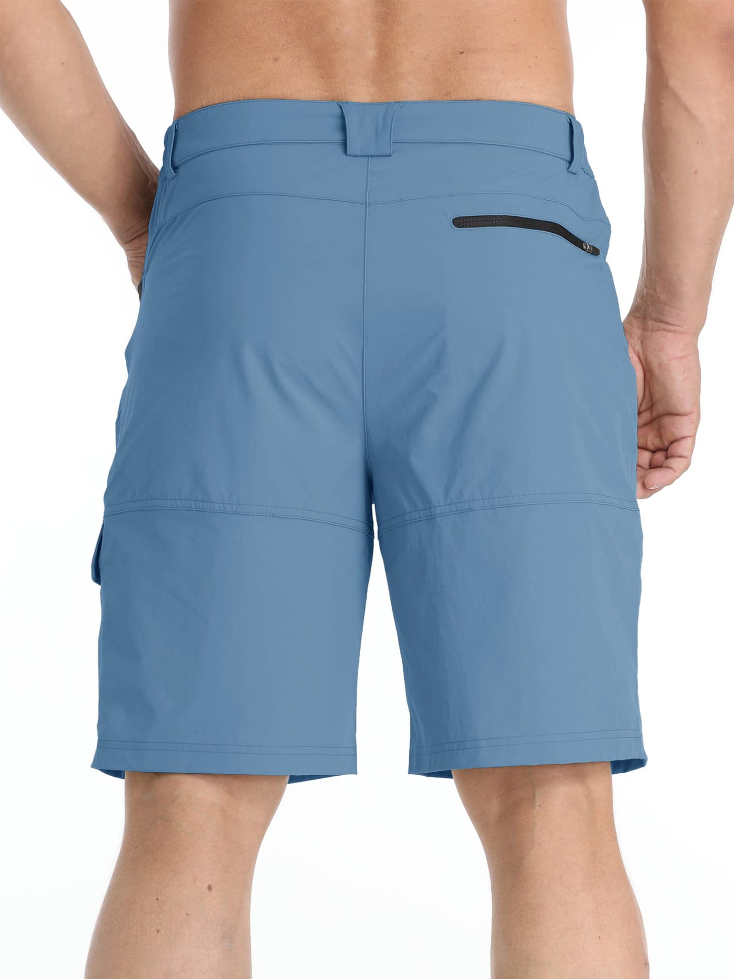 TACVASEN Men's Casual Shorts Lightweight Quick Dry Cargo Hiking Tactical Shorts Golf Dress Outdoor Summer with Pockets Light Blue 36