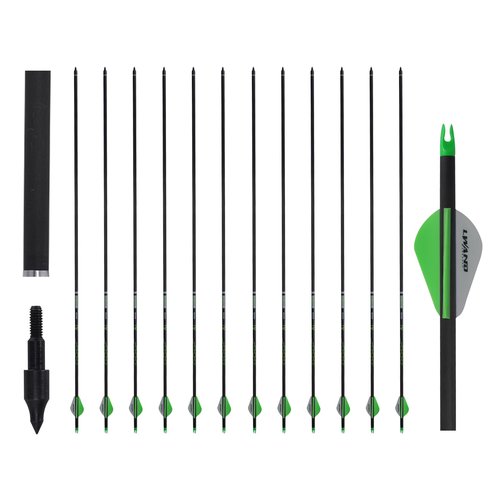 LWANO 32" Archery Hunting Arrows 100% Pure Carbon Fiber Arrows with 12 Pack Shaft 400 Spine Removable Tips for Compound Bow Target Practice