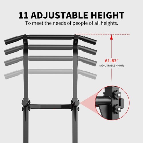 ZENOVA Pull Up Bar Dip Bar Power Tower Workout Dip Station Height Adjustable Free Standing Chin Up Bar Home Gym Equipment 300LBS Weight Capacity (Black)