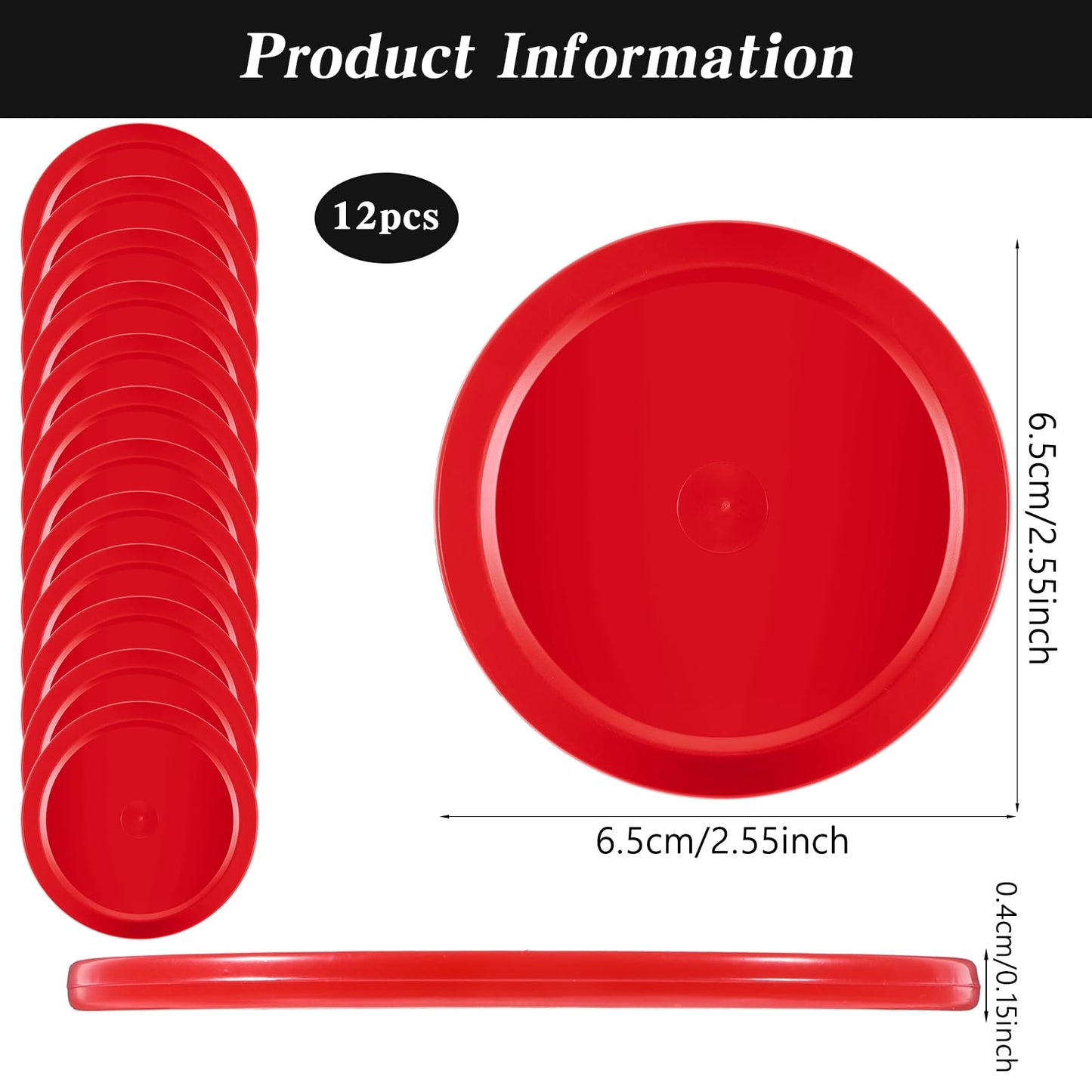 12 Pcs Red Air Hockey Pucks 2.5 Inch Professional Air Hockey Puck Set Durable Pucks for Sports Table Red Home Airs Hockeys Heavy Replacement Puck Parts Sets for Game Tables Accessories Women Men