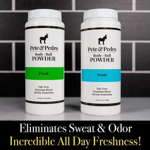 Pete & Pedro BODY & BALLS POWDER (FROST - COOLING SENSATION) Talc-Free Ball Powder for Men | Helps With Odor & Absorbs Moisture & Sweat | Deodorant Hygiene For Groin | As Seen on Shark Tank, 4.4 oz.
