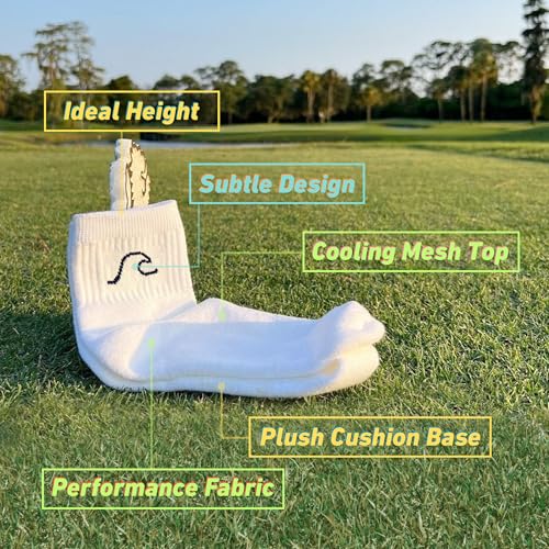 DEL CAMPO Performance Golf Socks - Small-Medium Cactus Design 3-Pack - Cushioned Quarter-Height Socks