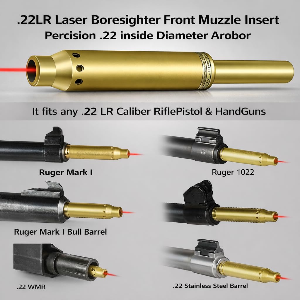 Gotical .22 LR red Laser Bore Sight 5mw Class IIIA Laser Boresight Inserting the Cylinder Easy to Use with 3 Set of Batteries and Extra O-Rings