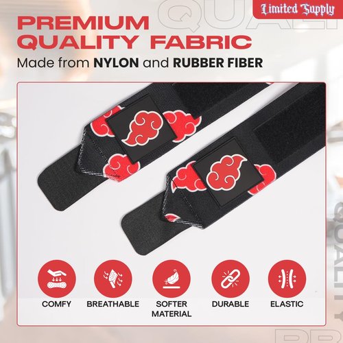Anime Wrist Wraps Lifting Straps 24" for Men and Women - 1 Pair Each, Gym Accessories Support Weightlifting, Powerlifting, Strength Training, and Improve Workout
