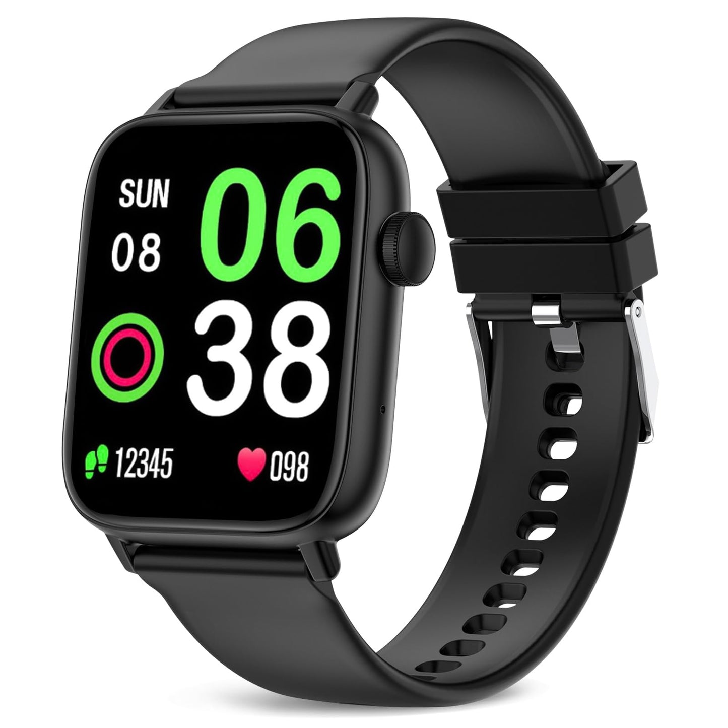 Smart Fitness Tracker Watch with Heart Rate Monitor, Activity Tracker with Pedometer, Sleep Monitor, Calories & Step Counter, Waterproof Smart Watch for Women Men Fitness Watch for Sports (Black)