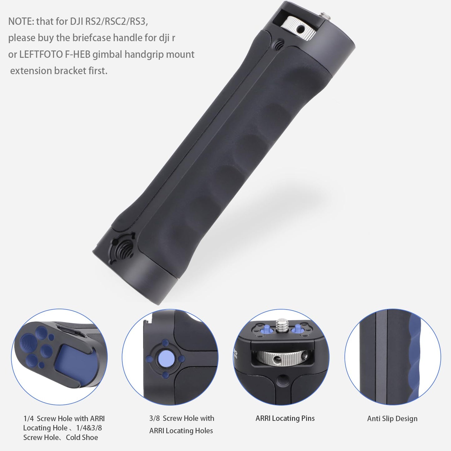 LEFTFOTO Sling Handgrip Handle for DJI Ronin DJI RS2/RSC2/RS3 / RS3 Pro/ RS3 Mini/ZHIYUN WEEBILL-S Gimbal Stabilizer,Extended Silicone Grip in Briefcase Mode, with Anti Twist Pins,Quick Installation