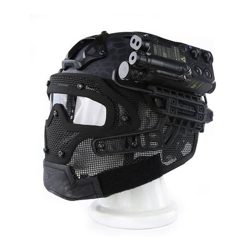 PJ Fast Tactical Helmet Airsoft Paintball Protective Helmet Full Face Mask Molle Mesh Breathable Goggles for Military CS Paintball Shooting, Hunting, Cycling, Motorcycle, Outdoor Sports