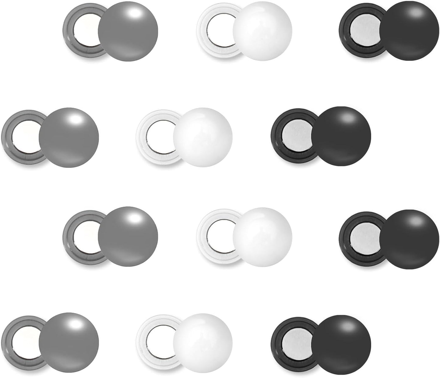 12 Pairs Magnetic Race Bib Clips, Marathon Race Number Holder Running Racing Bib Buckles Fixing System for Cycling Triathlon Runners Field Supplies (Black, White, Gray)