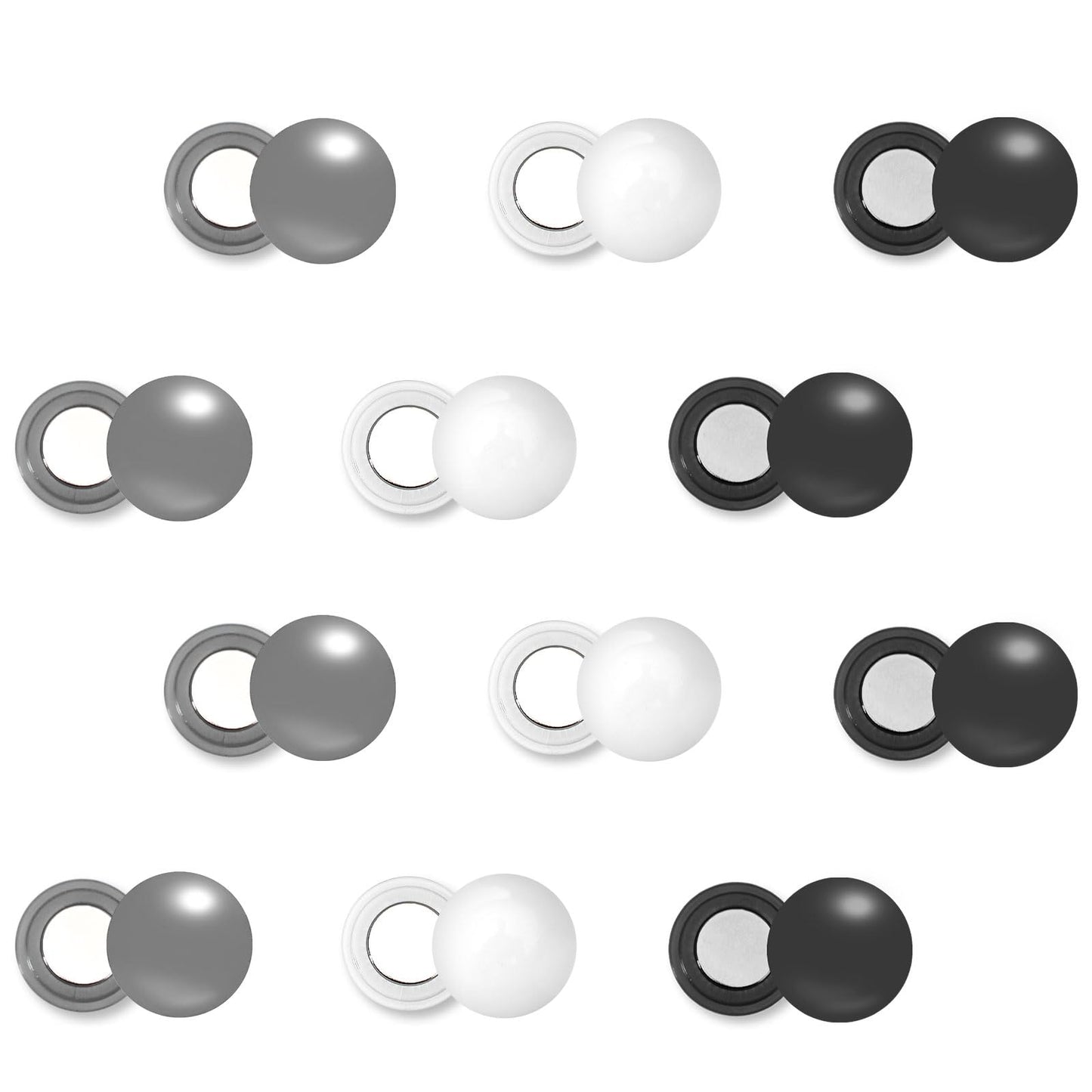 12 Pairs Magnetic Race Bib Clips, Marathon Race Number Holder Running Racing Bib Buckles Fixing System for Cycling Triathlon Runners Field Supplies (Black, White, Gray)