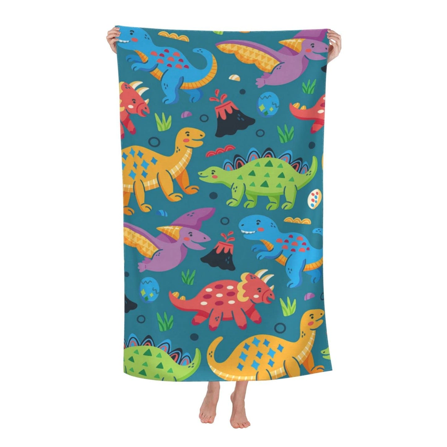 COMFAR Dinosaur Beach Towels for Boys Kids Beach Towels Bulk Toddler for Travel Pool Personalized Microfiber Oversized Quick Dry Pool Towel 30"x 60"