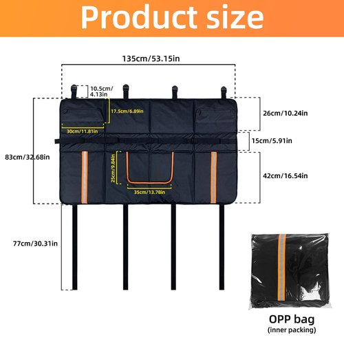 Tailgate Bike Pad for 5 Mountain Bikes, Tailgate Cover Made with Waterproof Material Flip-up Flap, Tailgate Protector with Reflective Strips and 2 Tool Pockets for Full-Size Trucks
