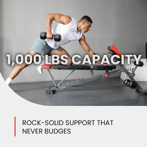 Finer Form Multi-Functional FID Weight Bench for Full All-in-One Body Workout – Hyper Back Extension, Roman Chair, Adjustable Ab Sit up Bench, Incline Decline Bench, Flat Bench