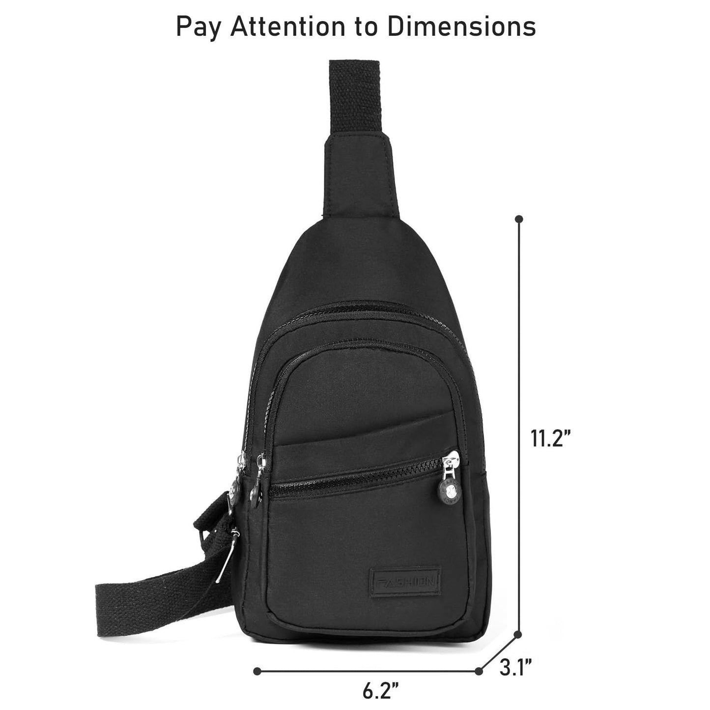 BAOU Small Sling Backpack Crossbody Sling Bag for Women, Chest Bag Daypack Fanny Pack Cross Body Bag for Travel Hiking Outdoors - Black