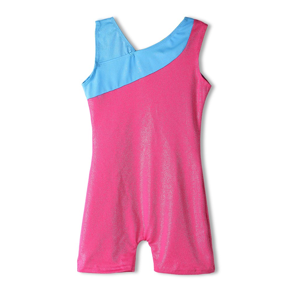 HOZIY Girls Gymnastics Leotards With Shorts Tumbling Outfits Size 8-9 Years Old Pink Sparkly Outfits