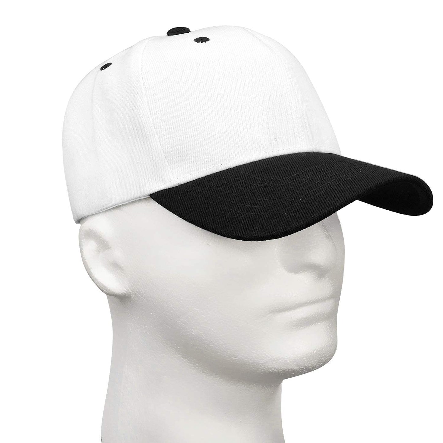 Falari Baseball Cap Adjustable Size for Running Workouts and Outdoor Activities All Seasons (1pc White/Black)