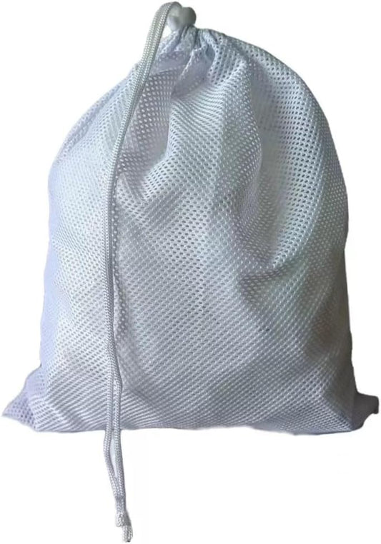 2Pcs - Durable Drawstring Bag Cord Lock Closure Net Laundry Mesh Bags.Small Mesh Bags Drawstring Nylon Bags（white）