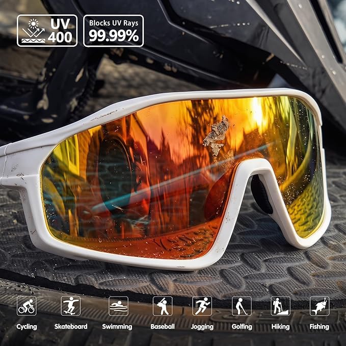 Kids Sunglasses UV400 for Boys & Girls Aged 6-12 - 2-Pack, Black/Blue Frame, 135mm Width