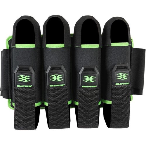 Empire Omega Paintball 4 Pod Harness Hook & Loop Strap Pack Black w/Green, Black / Lime