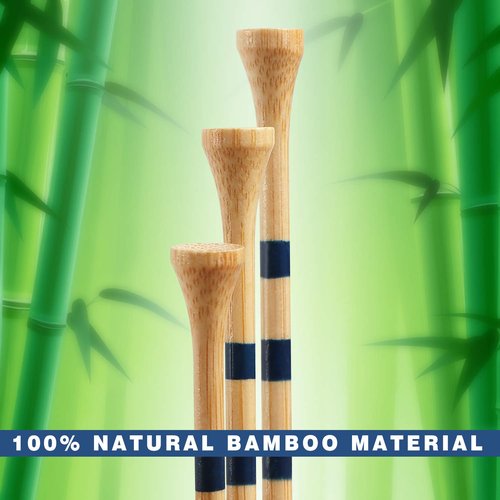 CHAMPKEY Premium Bamboo Golf Tees Pack of 120 (2-3/4" & 3-1/4") | Friendly Biodegradable Material, More Sturdy and Stable