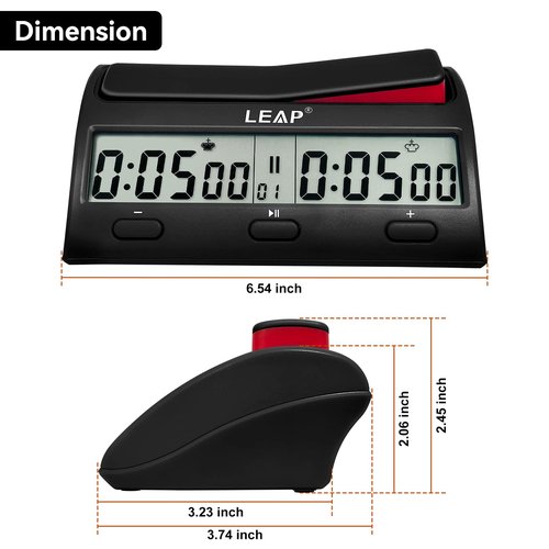 LEAP Chess Clock Advanced Digital Chess Timer with 7 Type 38 Timing Set Modes Including Single or Multi Period Countdown Restricted Moves or Time Function
