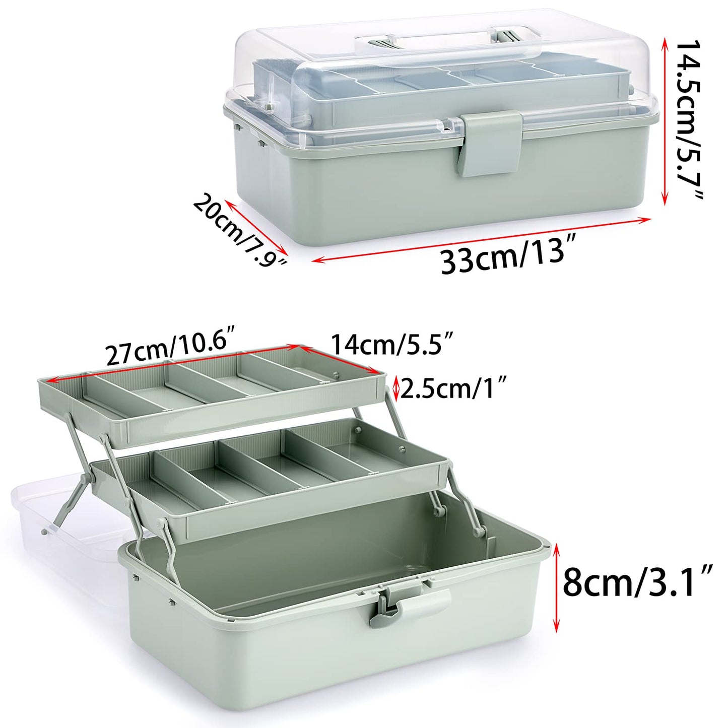 BTSKY 3-Layer Plastic Dividing Storage Box Craft Organizer and Storage