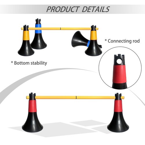TNZMART Multifunctional Hurdles Agility Poles Basketball Practice Cones for Sports Soccer Football Training (12 Pack, Mix)