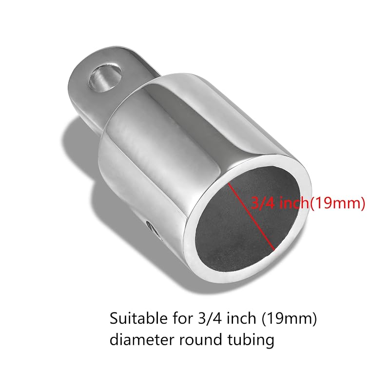 Bimini Top Eye End Cap 3/4" Stainless Steel 316 - 7/8" 1" Sizes w/ L Shape Hex Key