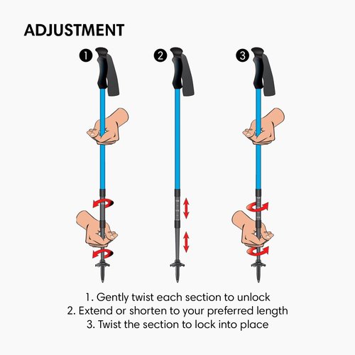 Fizan Compact 3 Trekking Poles – 5.6 oz Ultralight, Backpacking, Thru Hiking Poles, Adjustable, Collapsible, Customized Fit, Cork Grips, Aluminum Walking Sticks (Compact 3 / Cork/Blue)