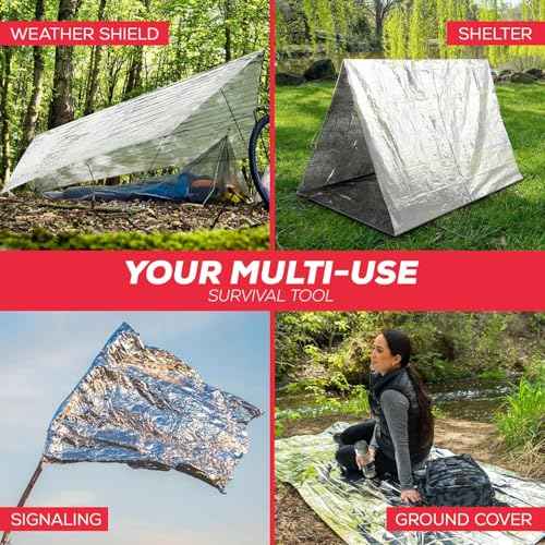 Emergency Blanket 4-Pack Space Mylar Blankets Survival Gear and Supplies Reusable Thermal Camping Hunting Essentials First Aid Car Emergency Kit Prepper Bug Out Bag Foil Warm Cat Cold Snow Winter